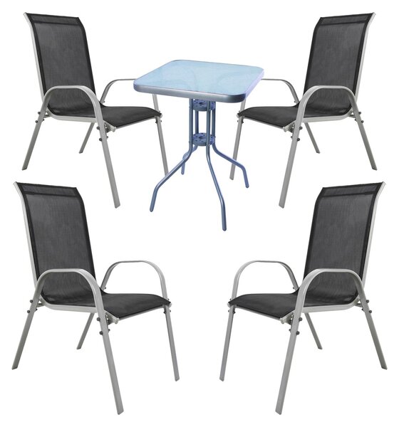 Set da bistrot, composto da 5 pezzi, color argento/grigio e nero