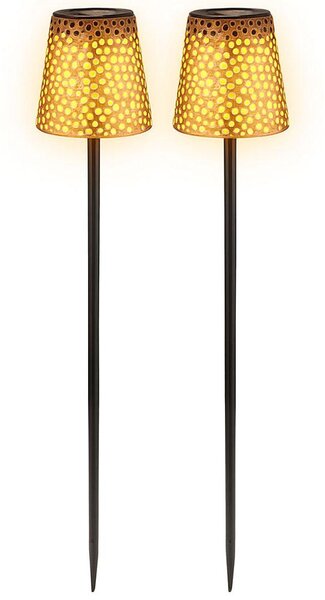 2x Luce solare da esterno a LED, gioco di luci, batteria ricaricabile, oro, H 70cm