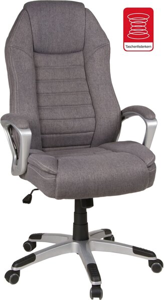 Sedia direzionale Dirk in tessuto grigio scuro sedia da ufficio con nucleo a molle sedia da ufficio a dondolo