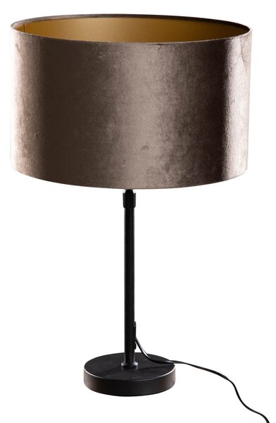 Lampada da tavolo nera con paralume in velluto marrone 35 cm - Parte