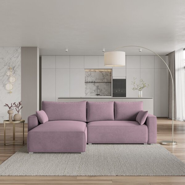 Divano angolare Masseno FORIL con funzione letto a L, divano con box letto, divano da salotto, divano, divano, divano letto, set di divani - viola, MONOLITH 62