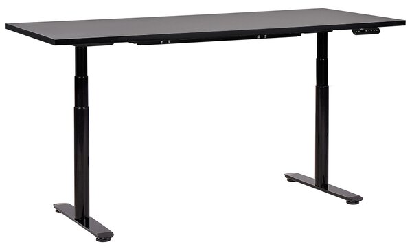 BELIANI Scrivania regolabile in altezza piano nero struttura in acciaio nero 180 x 80 cm regolazione elettrica in altezza ufficio moderno