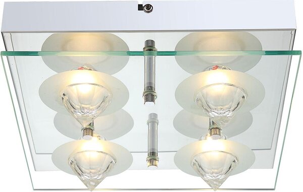 Lampada da soffitto a LED, cromo, piastra di vetro, L 25 cm