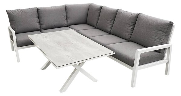 Set da giardino Lounge in alluminio verniciato a polvere, gruppo salotto da esterno bianco