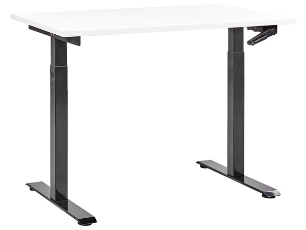 BELIANI Scrivania regolabile in altezza piano bianco struttura in acciaio nero 120 x 72 cm regolazione manuale in altezza ufficio moderno