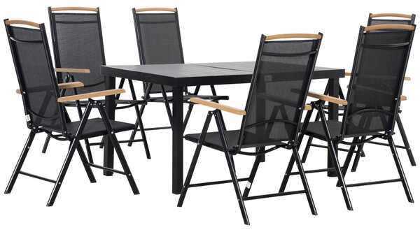 Outsunny set di sedute pieghevole 7 pezzi set da balcone 1 tavolo + 6 sedie mobili da giardino