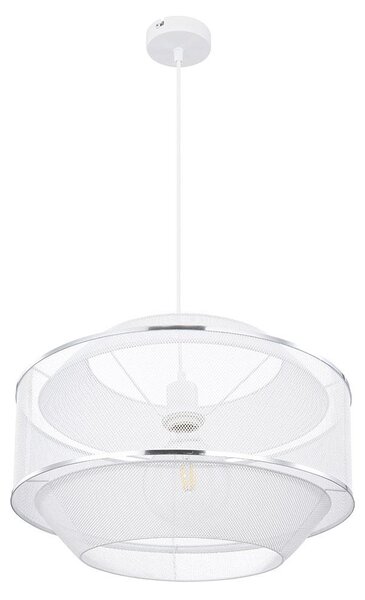 Lampada a sospensione a LED, colore argento, design a griglia, paralume in fili di metallo, diametro 45 cm