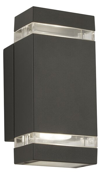 Applique Moderna Sheffield Alluminio Grigio Policarbonato 2 Luci Gu10