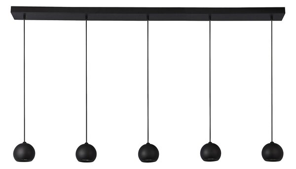 Lampadario Contemporaneo Eindhoven Acciaio Nero 5 Luci Gu10