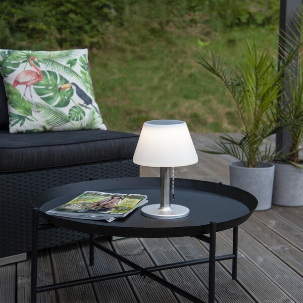 Lampada da tavolo solare a LED - Lampada da tavolo - 3 livelli di luminosità - Altezza: 28 cm - LED bianco caldo - per uso esterno