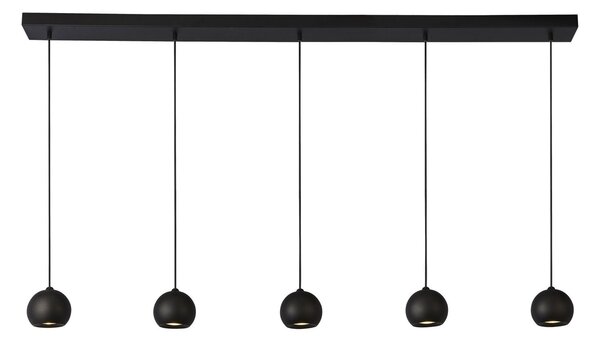 Lampadario Contemporaneo Eindhoven Acciaio Nero 5 Luci Gu10