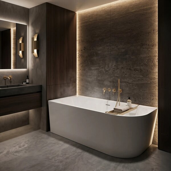 Vasca da bagno angolare in acrilico REA Bellanto Slim 150 Left