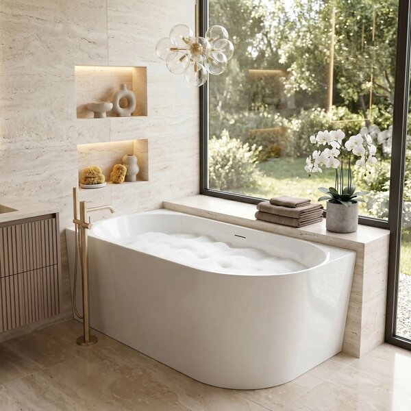 Vasca da bagno angolare in acrilico REA Bellanto Slim 150 Left