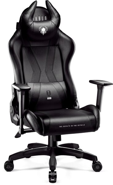Diablo X-Horn Gaming Chair Sedia da ufficio Braccioli 3D Design ergonomico Cuscino cervicale/ombelicale Similcuoio Funzione a dondolo King Size Nero