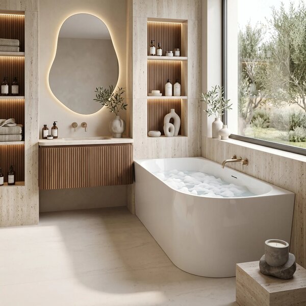 Vasca da bagno angolare in acrilico REA Bellanto Slim 150 Left