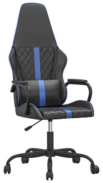 Sedia da gaming vidaXL con funzione massaggio, blu e nero, in ecopelle