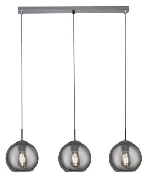 Lampadario Contemporaneo Balls Acciaio Cromo Fumè 3 Luci E14