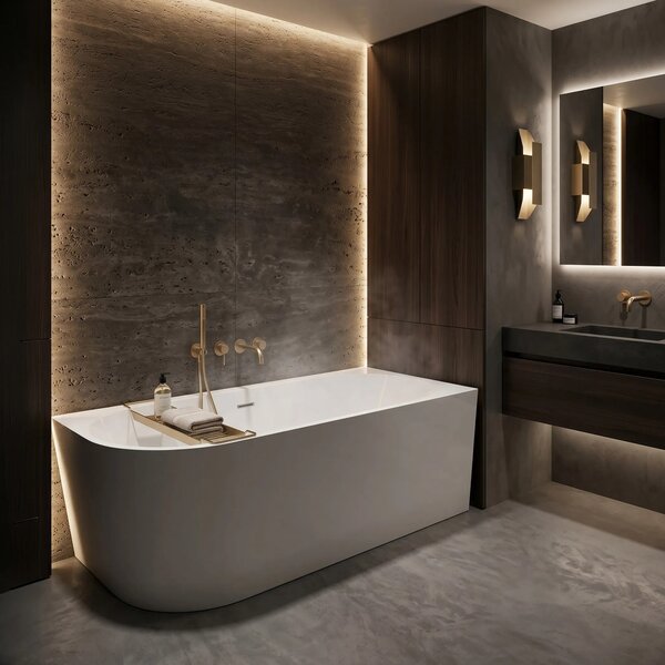 Vasca da bagno angolare in acrilico REA Bellanto Slim 150 Right
