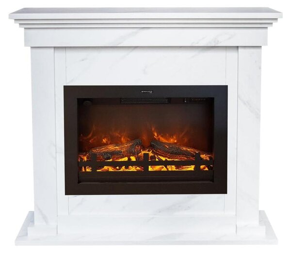Camino elettrico da incasso - Potenza riscaldante: 1500 Watt - Aspetto marmo - Design moderno - Camino decorativo