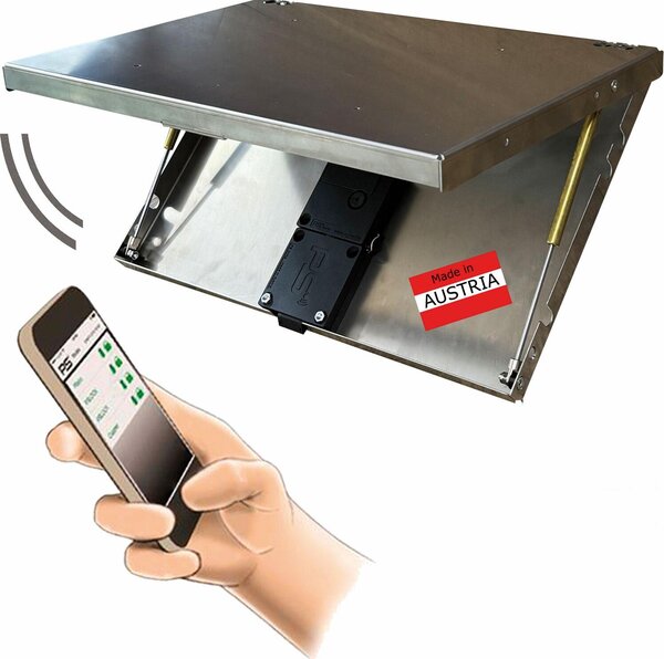 Cassaforte da incasso HooD 350x250x20 mm - acciaio inox grezzo, controllo Bluetooth, app PS Locks + batterie