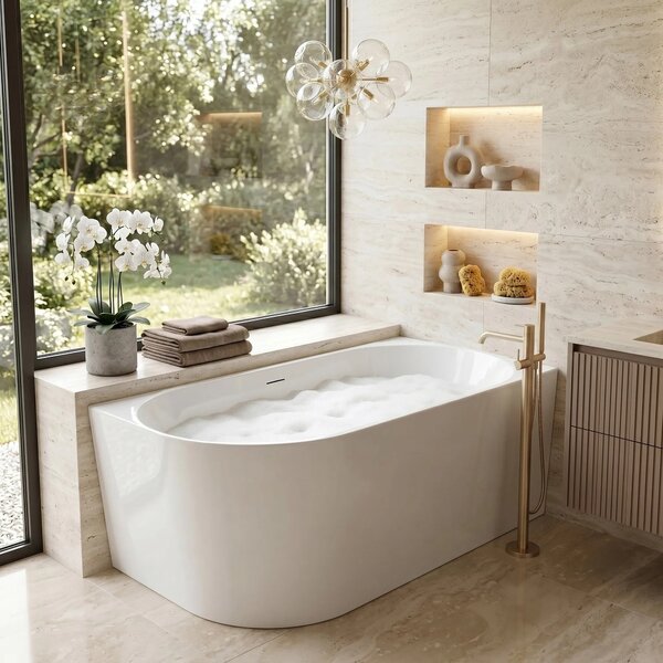 Vasca da bagno angolare in acrilico REA Bellanto Slim 150 Right