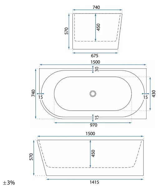 Vasca da bagno angolare in acrilico REA Bellanto Slim 150 Right