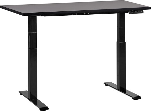 BELIANI Scrivania regolabile in altezza piano nero struttura in acciaio nero 120 x 72 cm regolazione elettrica in altezza ufficio moderno