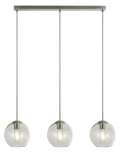 Lampadario Contemporaneo Balls Acciaio Cromo Vetro Trasparente 3 Luci E14