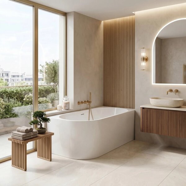Vasca da bagno angolare in acrilico REA Bellanto Slim 150 Right