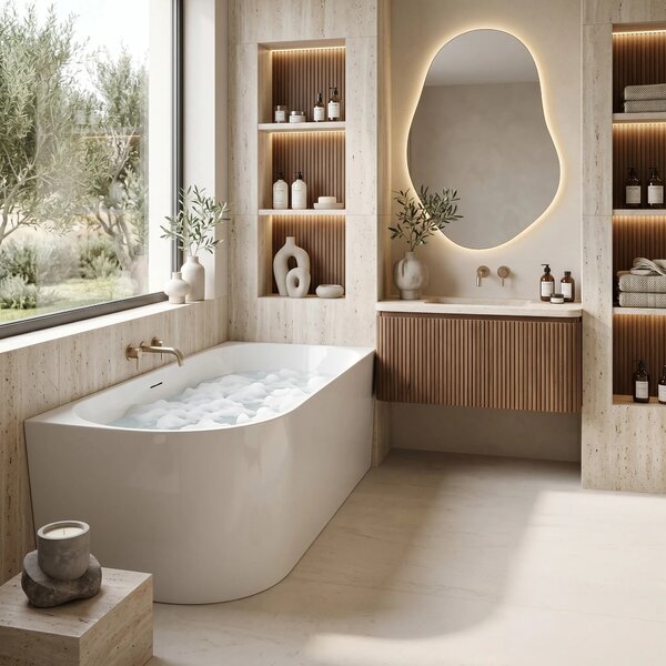 Vasca da bagno angolare in acrilico REA Bellanto Slim 150 Right