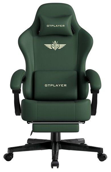 GTPLAYER sedia da gioco Poltrona da gioco ergonomica Sedia da scrivania Sedia da ufficio con cuscino di seduta in Pelle finta e piuma, braccioli di collegamento, con poggiapiedi