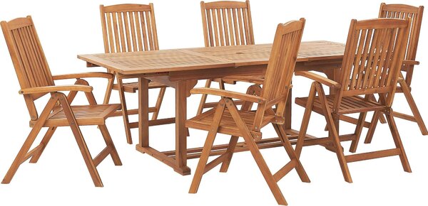 BELIANI Set da giardino in legno di acacia marrone 6 sedie pieghevoli con cuscini in grafite
