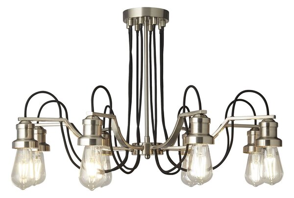 Lampadario Contemporaneo Olivia Acciaio Argento 8 Luci E27