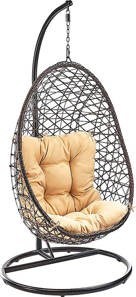 Kobolo cesto pensile CRISSCROSS con struttura e cesto oscillante in polyrattan - sedia pensile da giardino altalena relax cuscino da giardino sedia pensile altalena