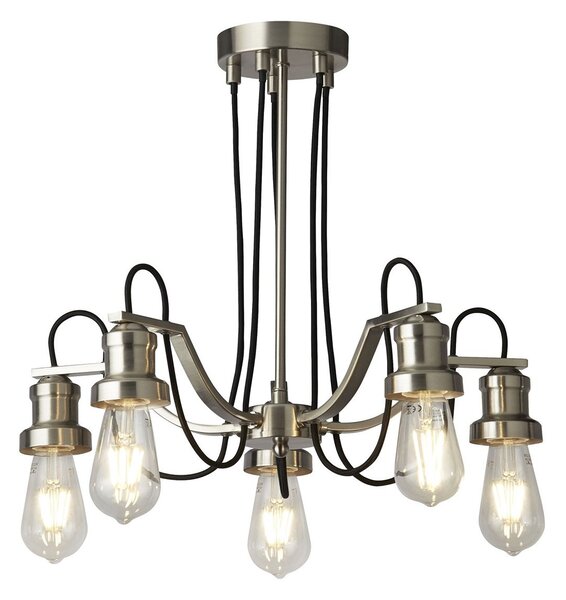 Lampadario Contemporaneo Olivia Acciaio Argento 5 Luci E27