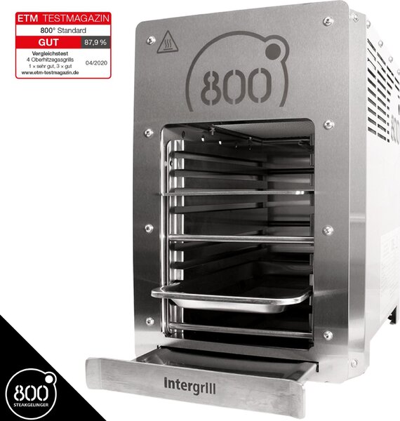 Intergrill 800° grill a gas bistecchiera grill ad alte prestazioni grill di qualità professionale 15,6kg grill a calore massimo acciaio inox incl. portagriglia vassoio gastro