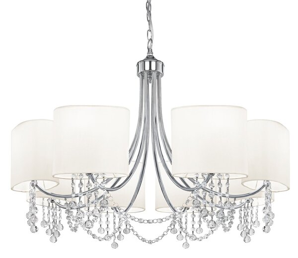 Lampadario Contemporaneo Nina Acciaio Cromo 8 Luci E14