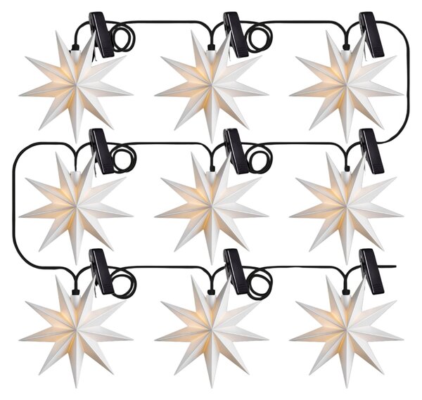 Catena luminosa decorativa a LED 9 stelle 9 LED bianco caldo Ø 115