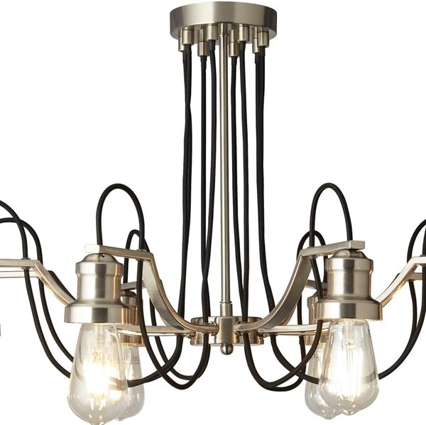 Lampadario Contemporaneo Olivia Acciaio Argento 8 Luci E27