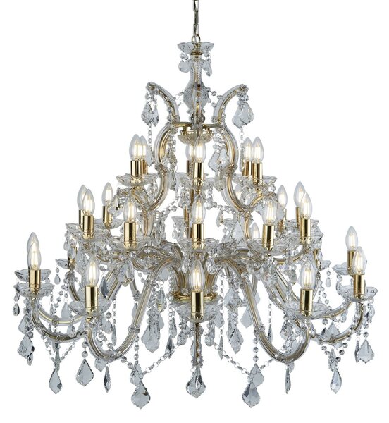 Lampadario Classico Marie Therese Acciaio Adjustable Vetro 30 Luci E14