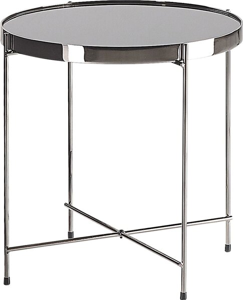 BELIANI Tavolino nero / argento in vetro metallo rotondo ø40 cm classico elegante multifunzionale soggiorno