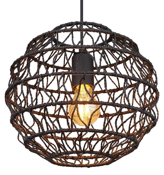 Lampada a sospensione, metallo, nera, attacco E27, altezza 120 cm