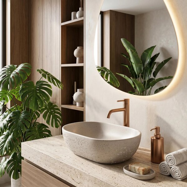 Lavabo da appoggio Rea Mira Greige