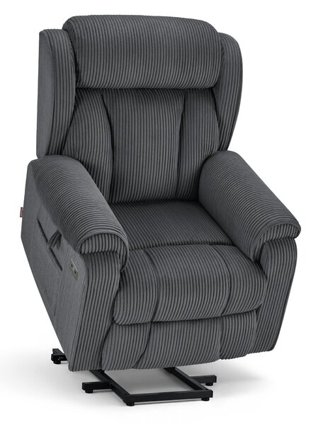 Poltrona reclinabile M MCombo a 4 motori, poltrona Zero Gravity a 165°, massaggio e riscaldamento 7558 (tessuto, grigio scuro)