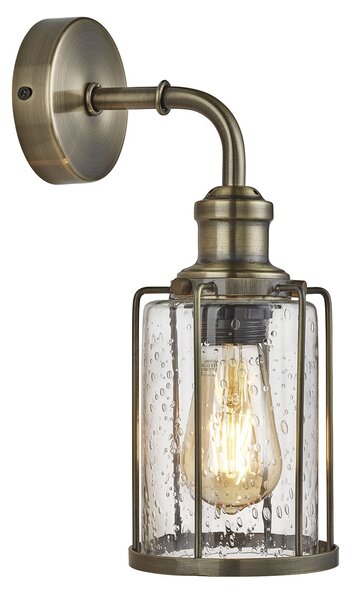 Applique Industrial-Nordico Tubi Acciaio Ottone Vetro 1 Luce E27