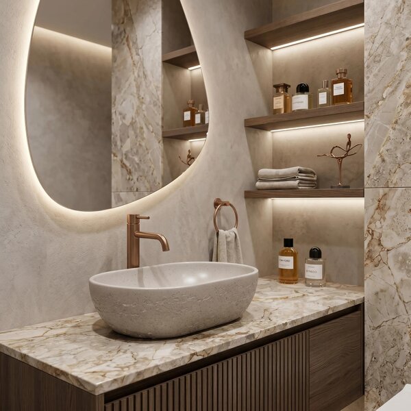 Lavabo da appoggio Rea Mira Greige
