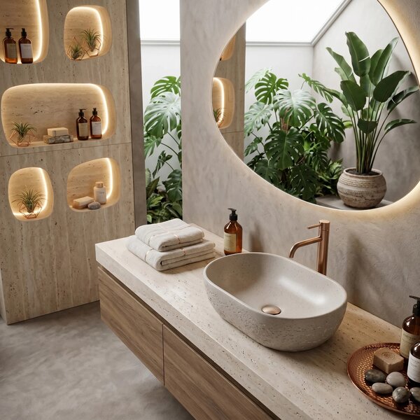 Lavabo da appoggio Rea Mira Greige