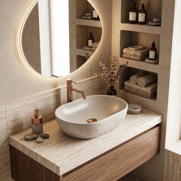 Lavabo da appoggio Rea Mira Greige
