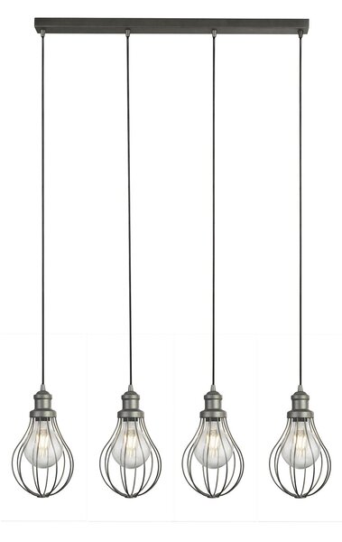 Lampadario Contemporaneo Balloon Acciaio Argento 4 Luci E27