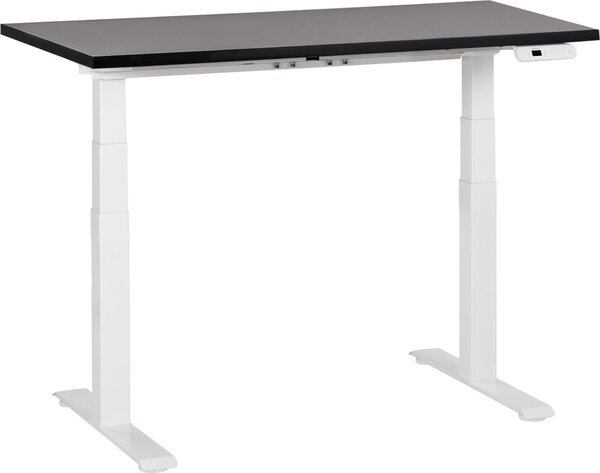 BELIANI Scrivania regolabile in altezza piano nero con struttura in acciaio 120 x 72 cm regolazione elettrica in altezza ufficio moderno